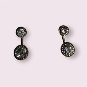 Clear Double Crystal Stud Huggie Earrings